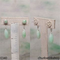 Light green jade rain drop earrings