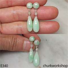 Light green jade rain drop earrings