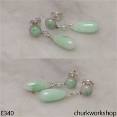 Light green jade rain drop earrings