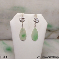 Light green jade carving earrings