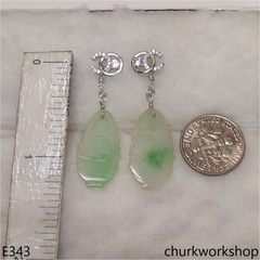 Light green jade carving earrings