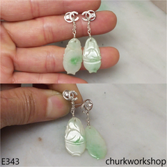 Light green jade carving earrings