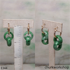 Green interlocking jade dangling earrings