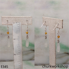 White rain drop earrings