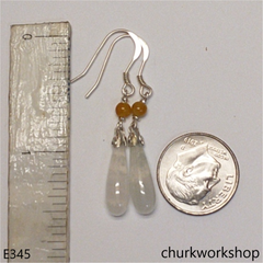 White rain drop earrings