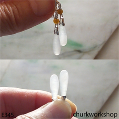White rain drop earrings