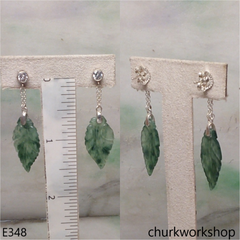Blueish green jade leaf earrings