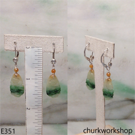 Multicolor jade Monkey earrings