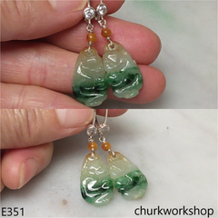 Multicolor jade Monkey earrings