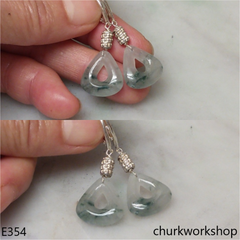 Clear with bluish green earrings