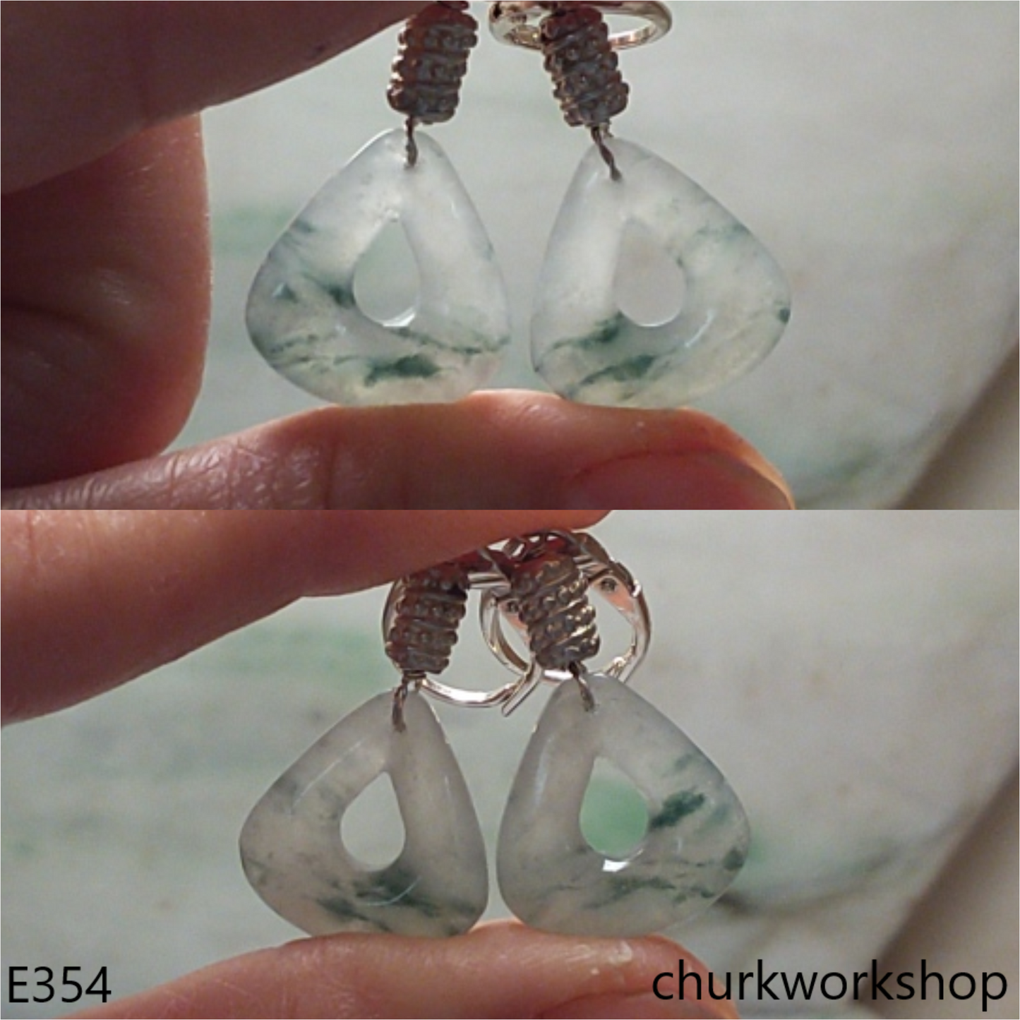 Clear with bluish green earrings