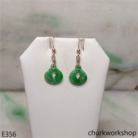 14K dangling jade earring