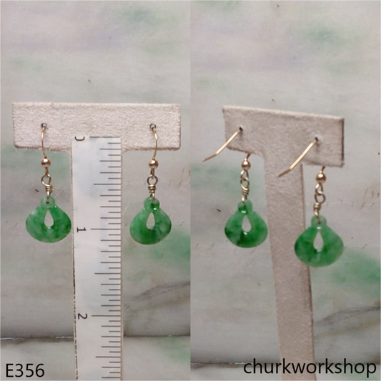 14K dangling jade earring