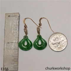 14K dangling jade earring
