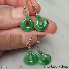 14K dangling jade earring
