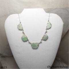 Jade butterflies sterling silver necklace