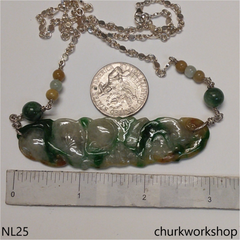 Jade craving sterling silver necklace
