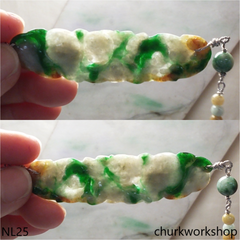 Jade craving sterling silver necklace