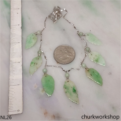 Jade leaves sterling silver necklace