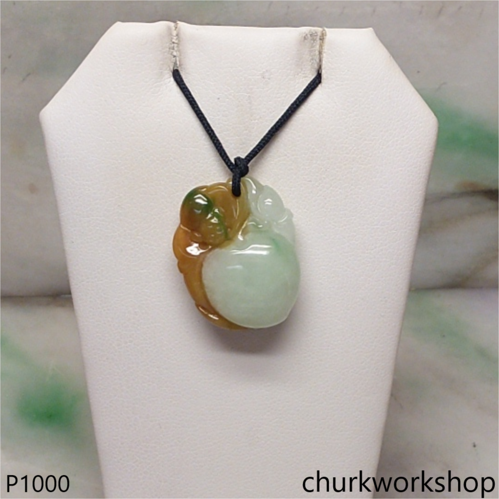 Multi color jade peach pendant
