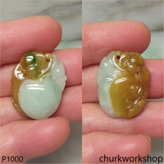 Multi color jade peach pendant