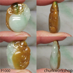 Multi color jade peach pendant