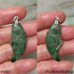 Bluish green jade fish pendant