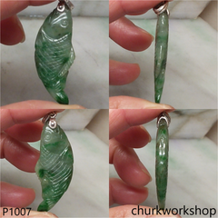 Bluish green jade fish pendant