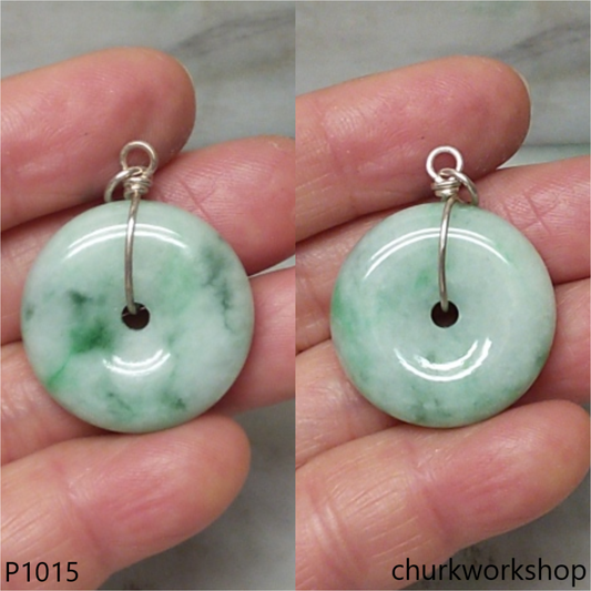 Light & green jade Donut pendant