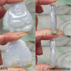 Lavender jade happy Buddha pendant