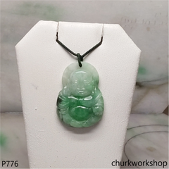 Green jade happy Buddha pendant