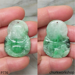 Green jade happy Buddha pendant