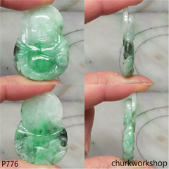 Green jade happy Buddha pendant