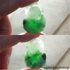 Green jade happy Buddha pendant