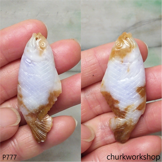 Lavender jade fish pendant