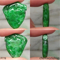 Small green jade peach pendant