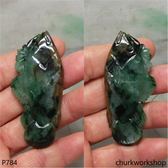 Light & dark bluish green jade fish pendant