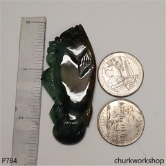 Light & dark bluish green jade fish pendant