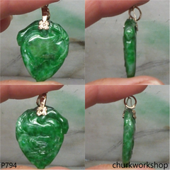 Green jade peach pendant