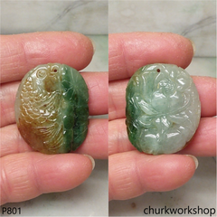 Multi-color jade fish pendant