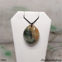 Multi-color double fishes jade pendant