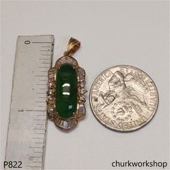 18K gold green jade pendant