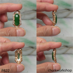 18K gold green jade pendant