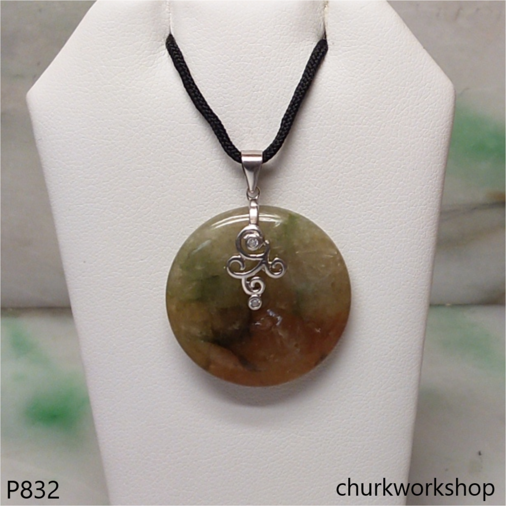multicolor jade Donut pendant
