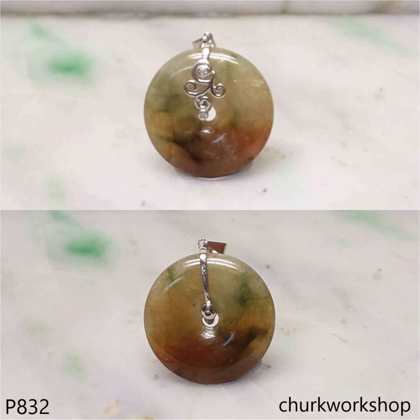 multicolor jade Donut pendant