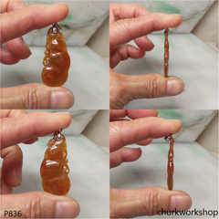 Red jade bean pendant