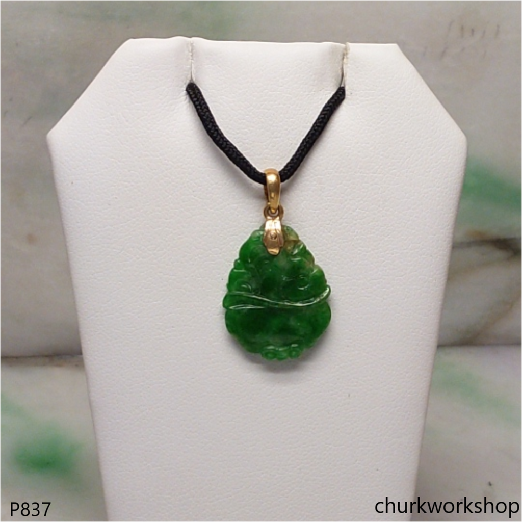 18K Yellow gold jade carving pendant