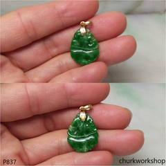 18K Yellow gold jade carving pendant