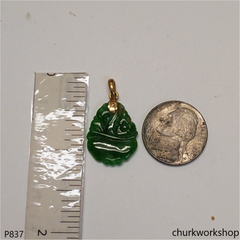 18K Yellow gold jade carving pendant
