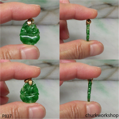 18K Yellow gold jade carving pendant